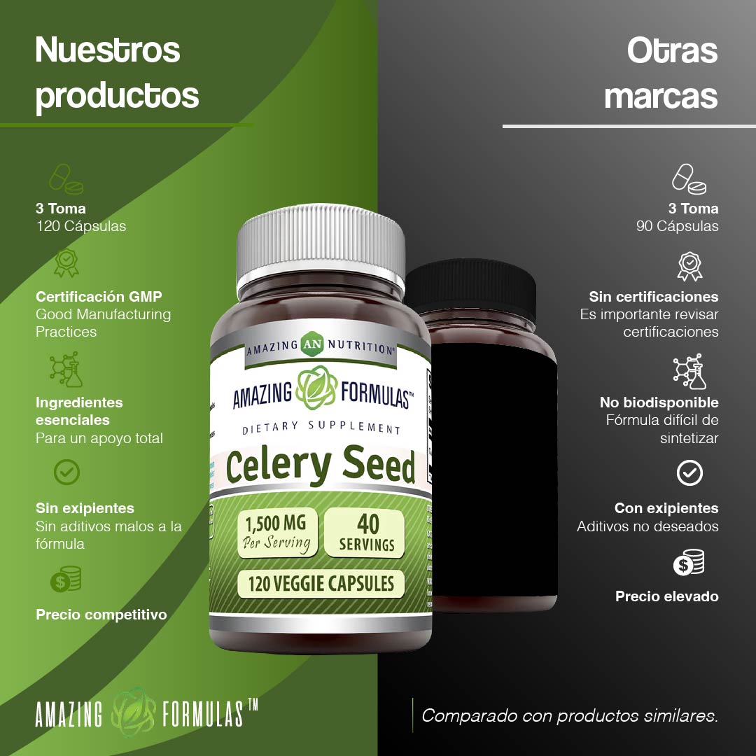Amazing Formulas Semillas de Apio 1500mg 120 Cápsulas - Hi Vitamins