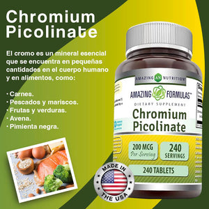 AMAZING NUTRITION CHROMIUM PICOLINATE 200 MCG 240 TABLETS