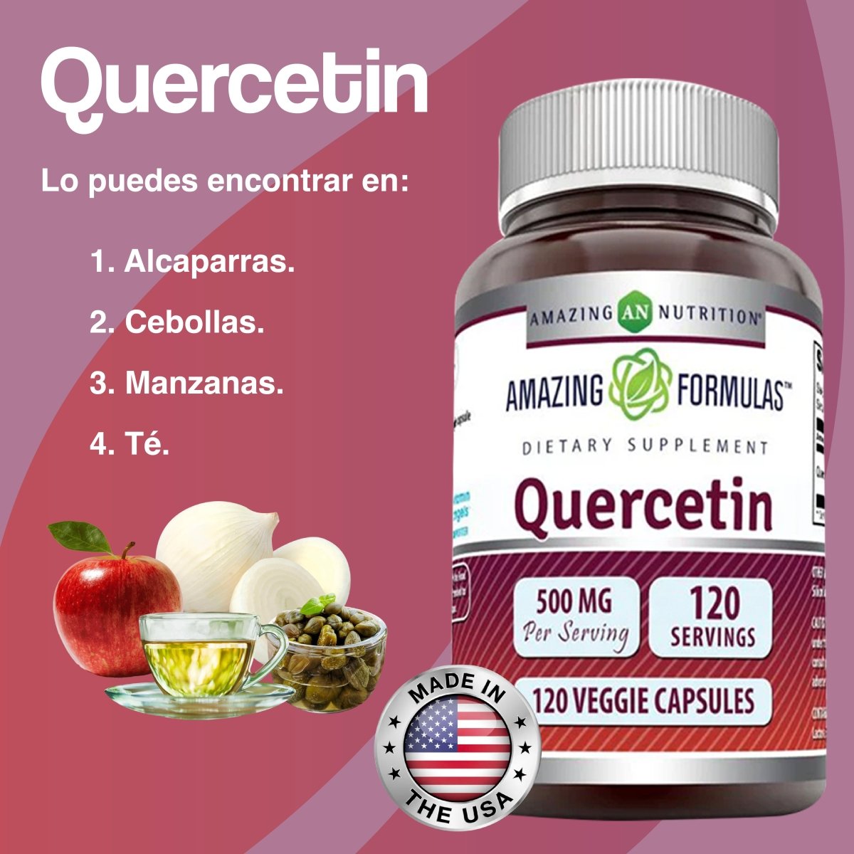 AMAZING FORMULAS QUERCETIN 500 MG 120 CAPSULES - Hi Vitamins