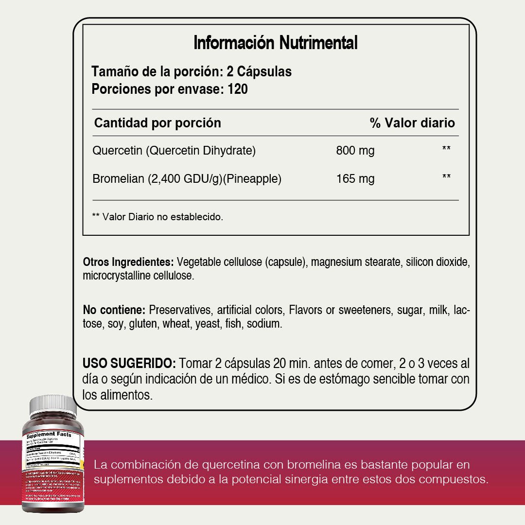 Amazing Nutrition Quercetina con Bromelina 240 Cápsulas - Hi Vitamins