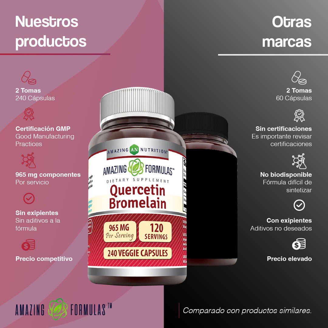 Amazing Nutrition Quercetina con Bromelina 240 Cápsulas - Hi Vitamins