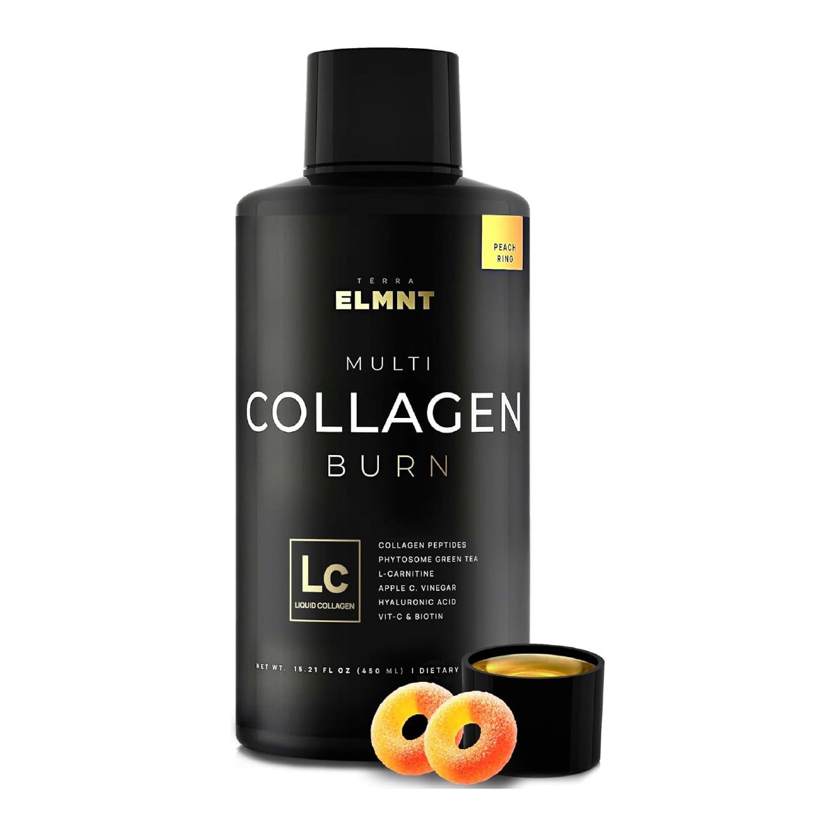 TERRA ELMNT Multi Collagen Burn Shots Líquidos de Colágeno 450 ml Apoyo Belleza, Piel, Cabello, Uñas y Control de Peso - Hi Vitamins
