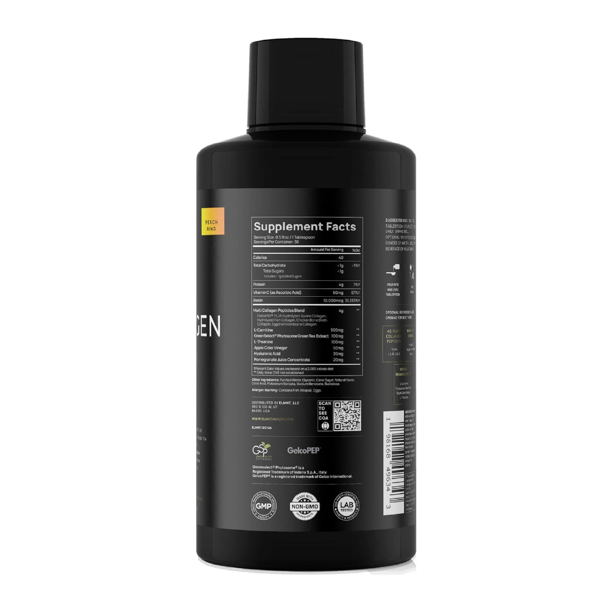 TERRA ELMNT Multi Collagen Burn Shots Líquidos de Colágeno 450 ml Apoyo Belleza, Piel, Cabello, Uñas y Control de Peso - Hi Vitamins