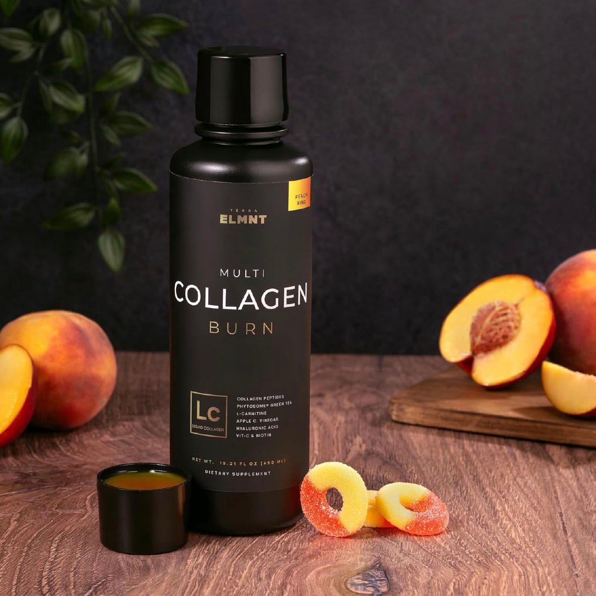 TERRA ELMNT Multi Collagen Burn Shots Líquidos de Colágeno 450 ml Apoyo Belleza, Piel, Cabello, Uñas y Control de Peso - Hi Vitamins