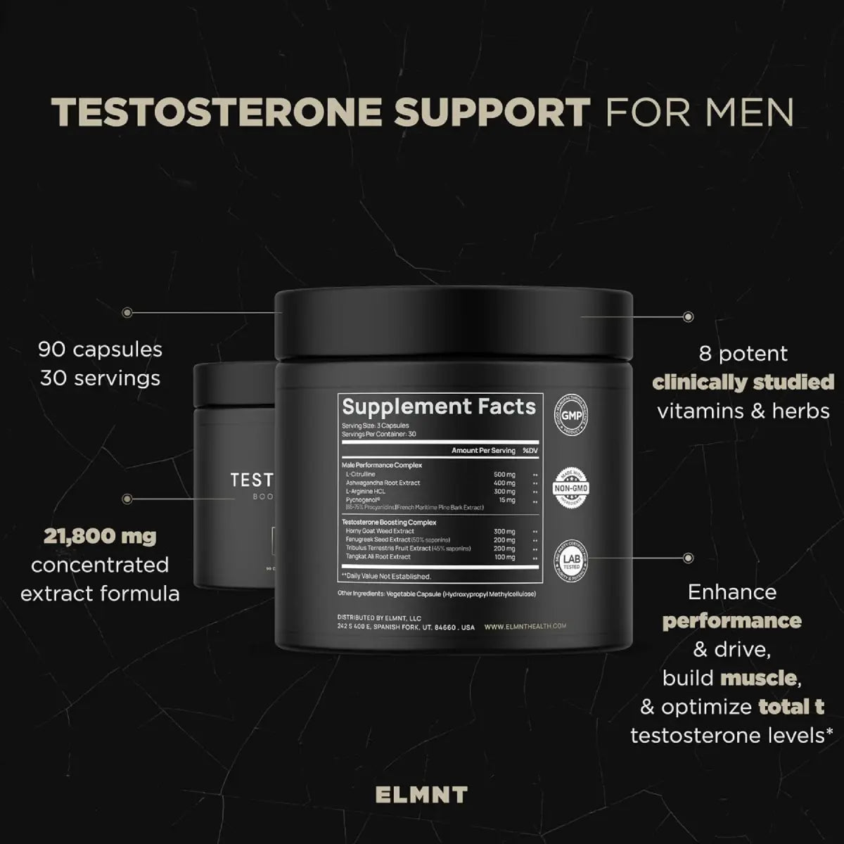 TERRA ELMNT Testosterona de 21,800 mg para hombres - Hi Vitamins