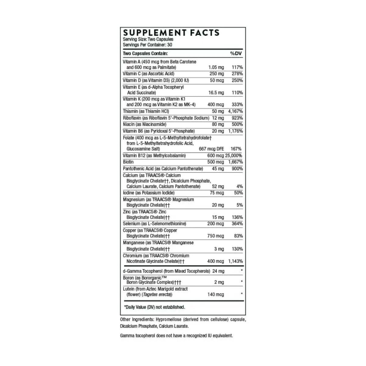 Thorne Nutrientes Básicos 2/Días 60 Cápsulas - Hi Vitamins