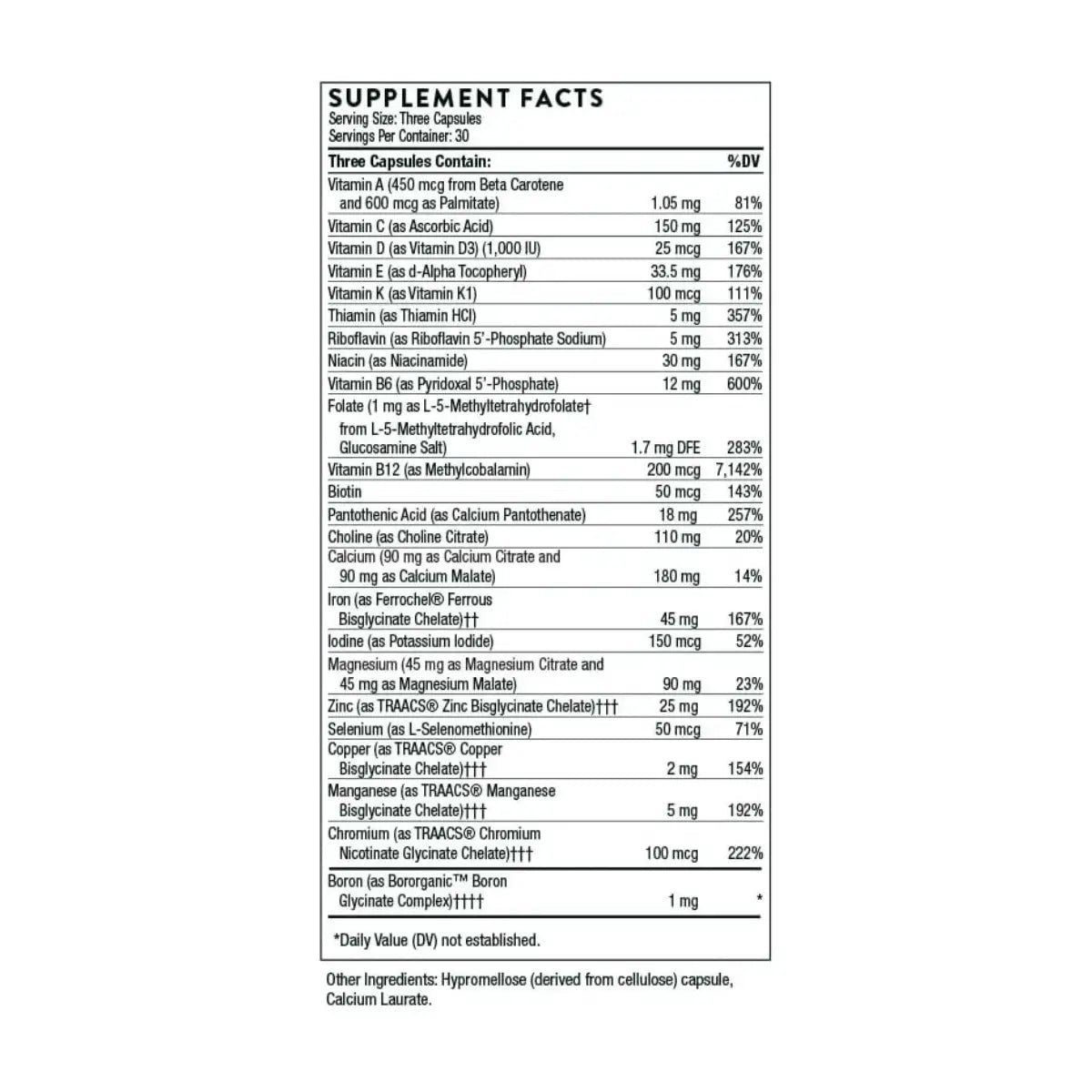 Thorne® Suplemento Basic Prenatal 90 Cápsulas - Hi Vitamins