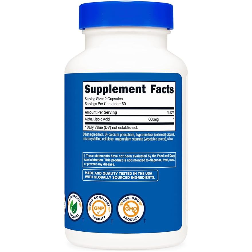 Nutricost ® Alpha Lipoic Acid 600 Mg 120 Cápsulas - Hi Vitamins