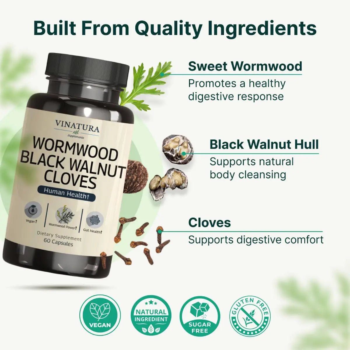 Vinatura Wormwood Black Walnut Cloves 60 Cápsulas - Hi Vitamins