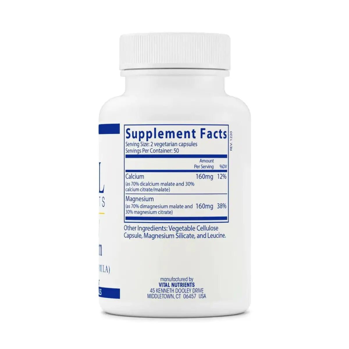 Vital Nutrients Calcio Magnesio (Citrate Malate Formula) 100 Cápsulas - Hi Vitamins