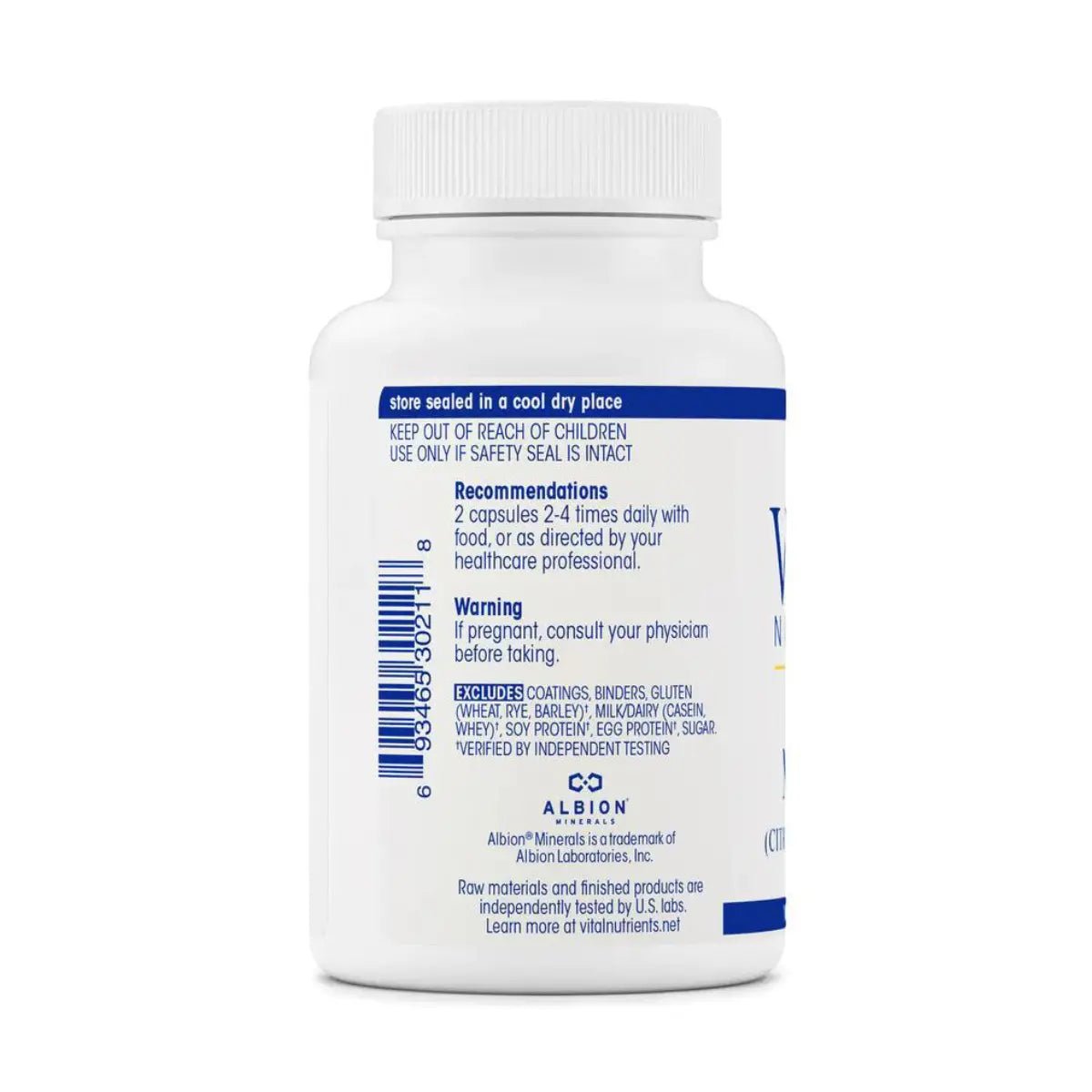 Vital Nutrients Calcio Magnesio (Citrate Malate Formula) 100 Cápsulas - Hi Vitamins