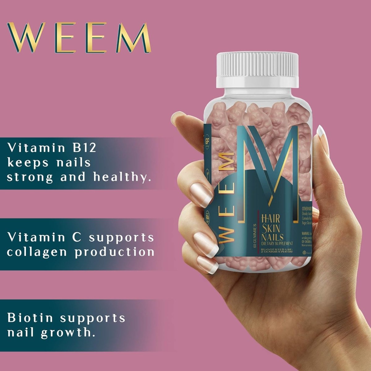 Weem Hair, Skin & Nails 60 Gomitas - Hi Vitamins