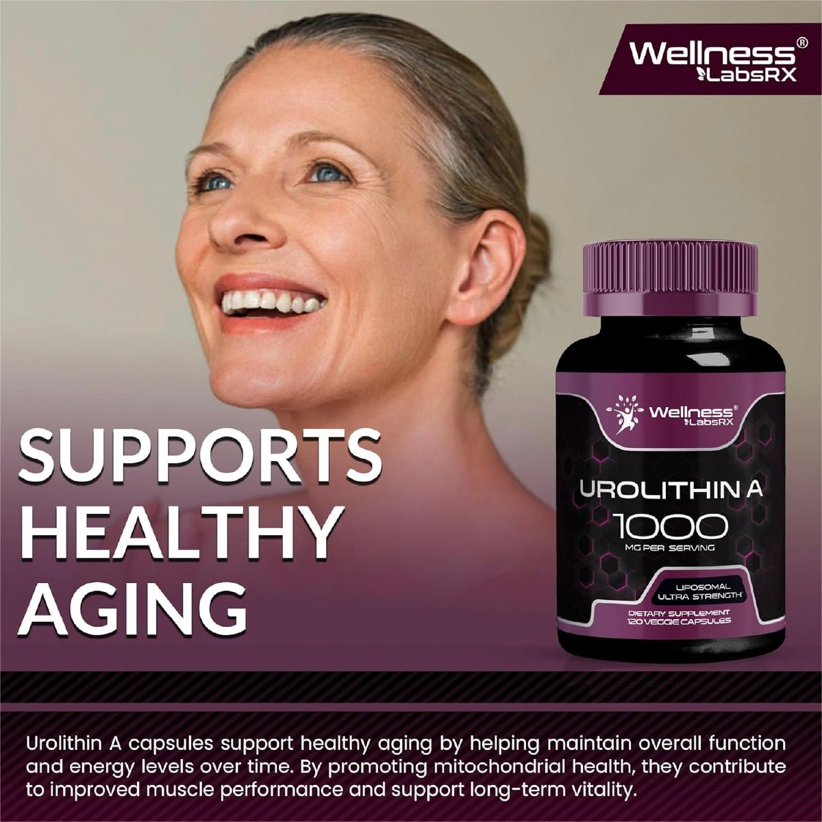Wellness LabsRx Urolitina A 1000 mg 120 Cápsulas Apoyo Energía Celular Salud Muscular y Función Mitocondrial - Hi Vitamins