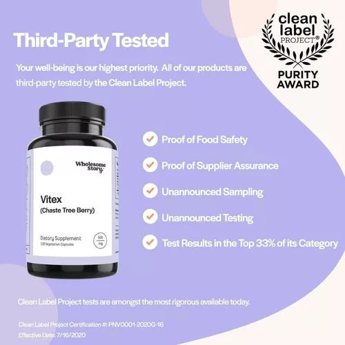 Wholesome Story® Vitex (Chaste Tree Berry) 500 Mg 120 Cápsulas - Hi Vitamins