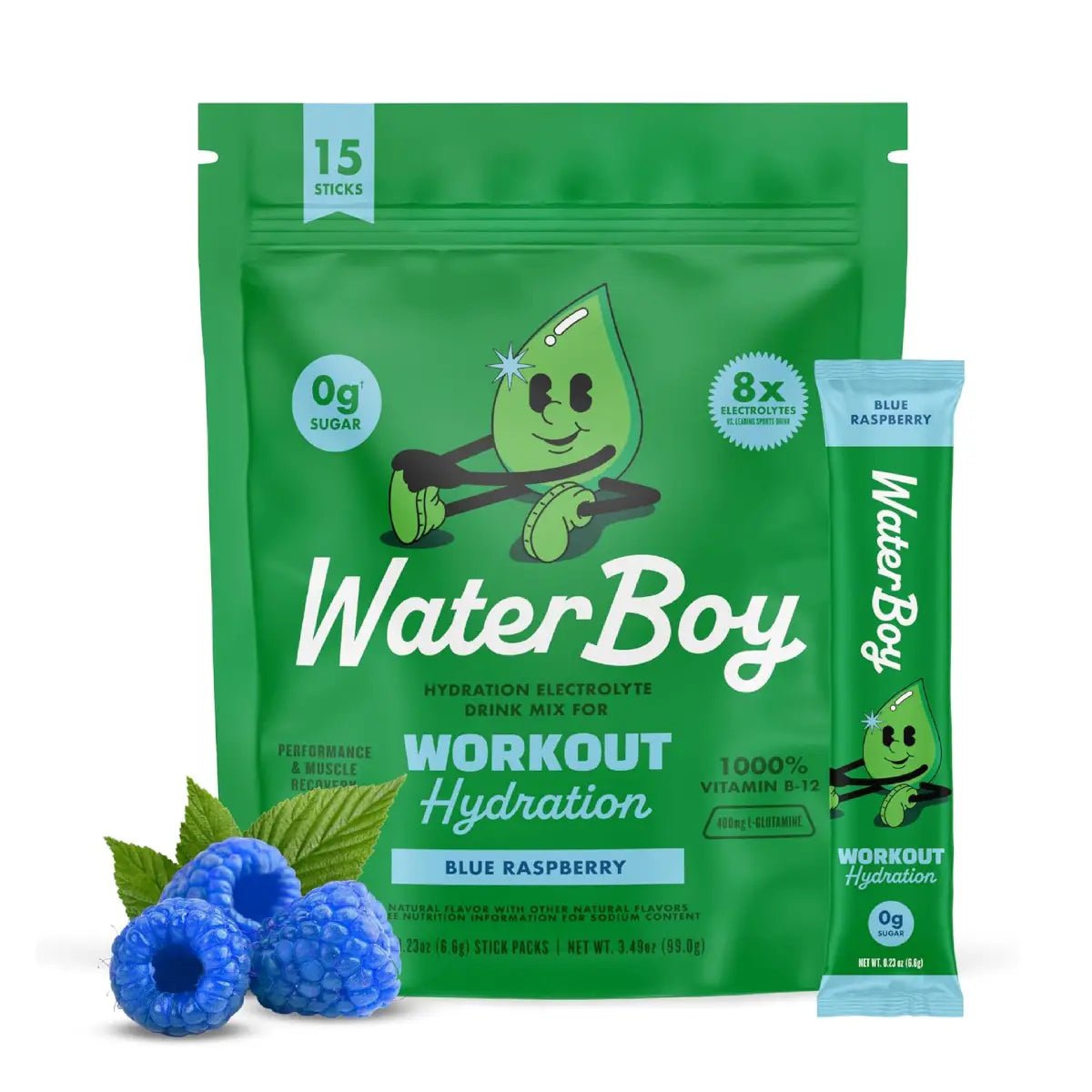 Waterboy Electrolitos 2960 mg + L - Glutamina 90 g sabor Frambuesa azul - Hi Vitamins