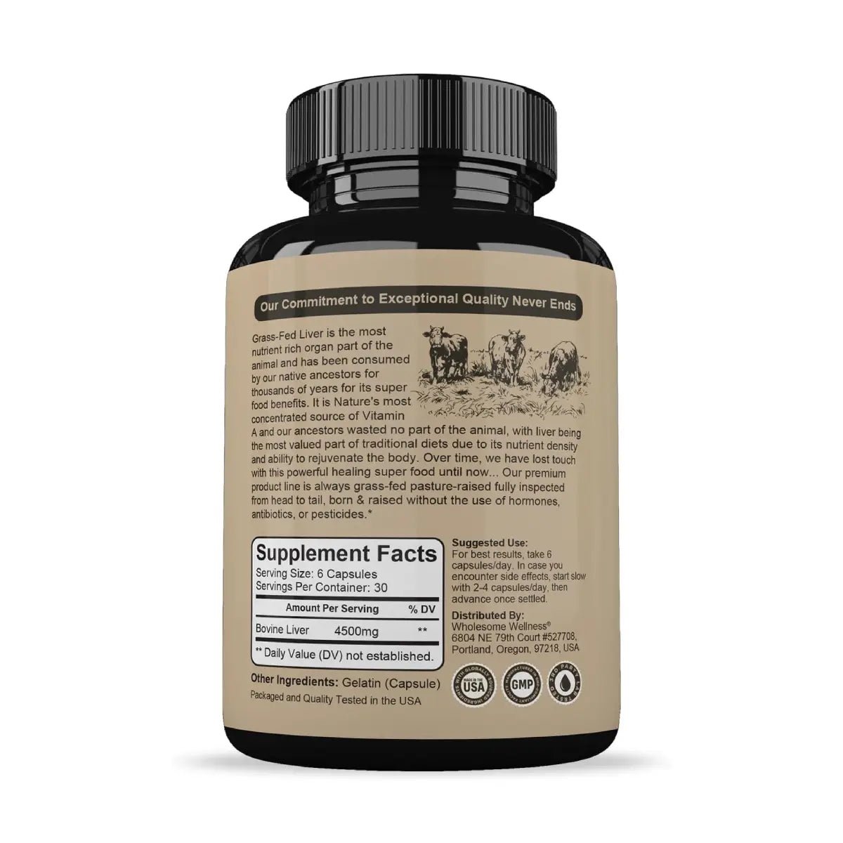 Wholesome Wellness Hígado de Res 180 Cápsulas - Hi Vitamins