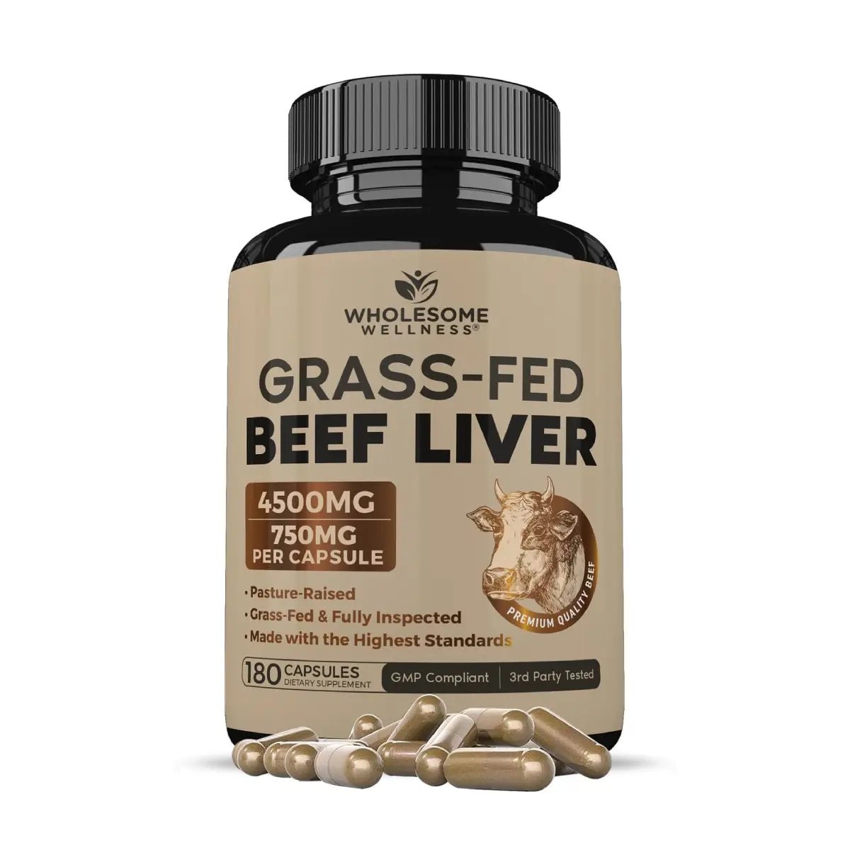 Wholesome Wellness Hígado de Res 180 Cápsulas - Hi Vitamins