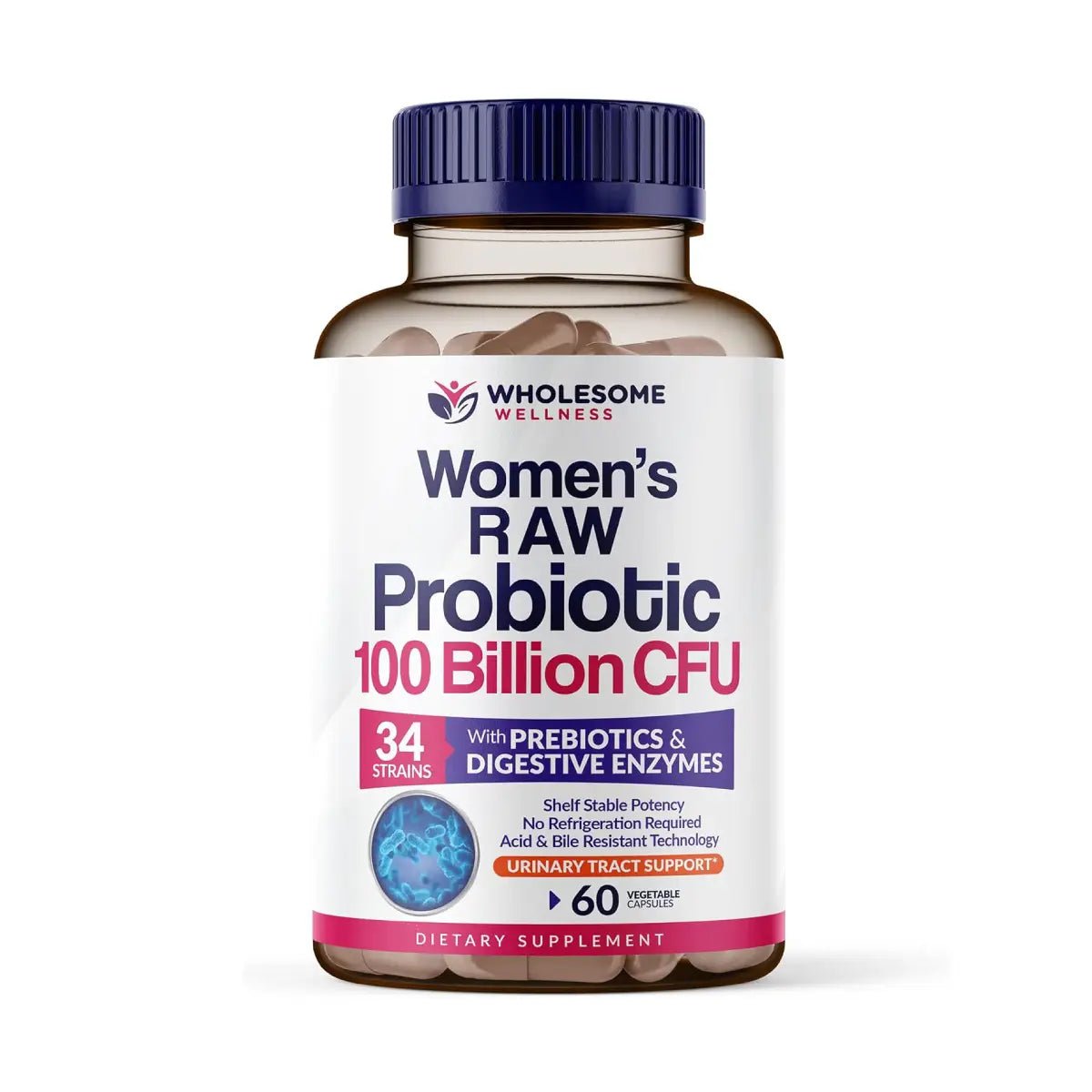 Wholesome Wellness Women's RAW Probiotics 100 Billion CFU 60 Cápsulas - Hi Vitamins