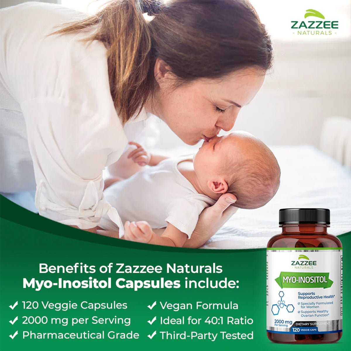 Zazzee Naturals Myo - Inositol 2000 Mg 120 Cápsulas - Hi Vitamins