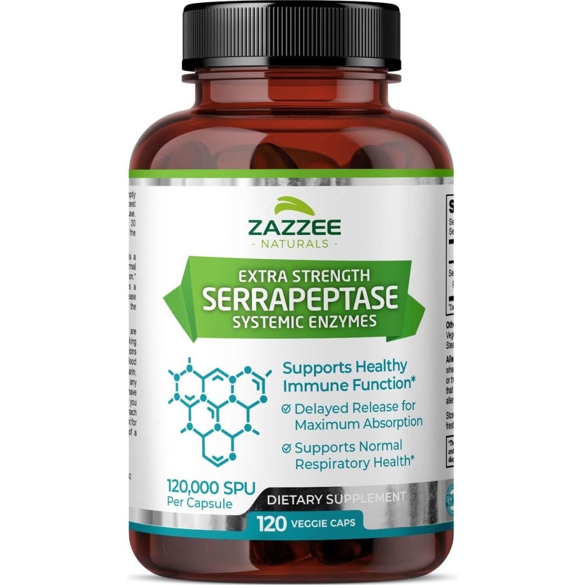 Zazzee Naturals Serrapeptasa 120,000 SPU 120 Cápsulas - Hi Vitamins