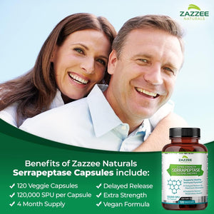 ZAZZEE NATURALS SERRAPEPTASE 120,000 SPU 120 CAPSULES