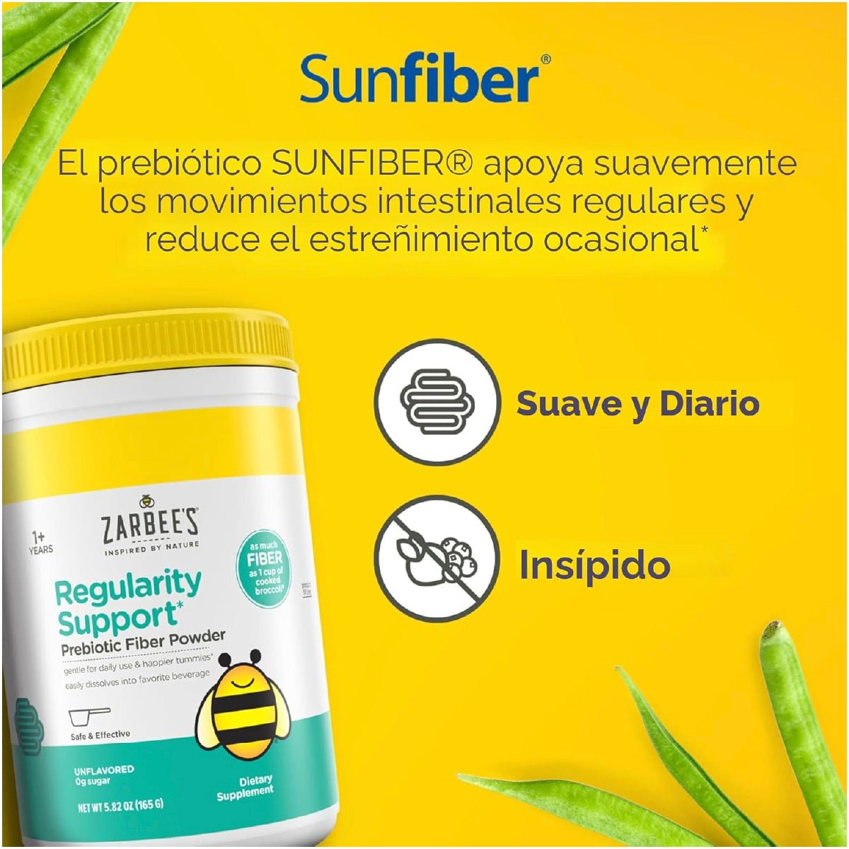 Zarbee’s Sunfiber Polvo de Fibra Prebiótica 165 g Apoyo Digestivo y Regularidad Infantil - Hi Vitamins