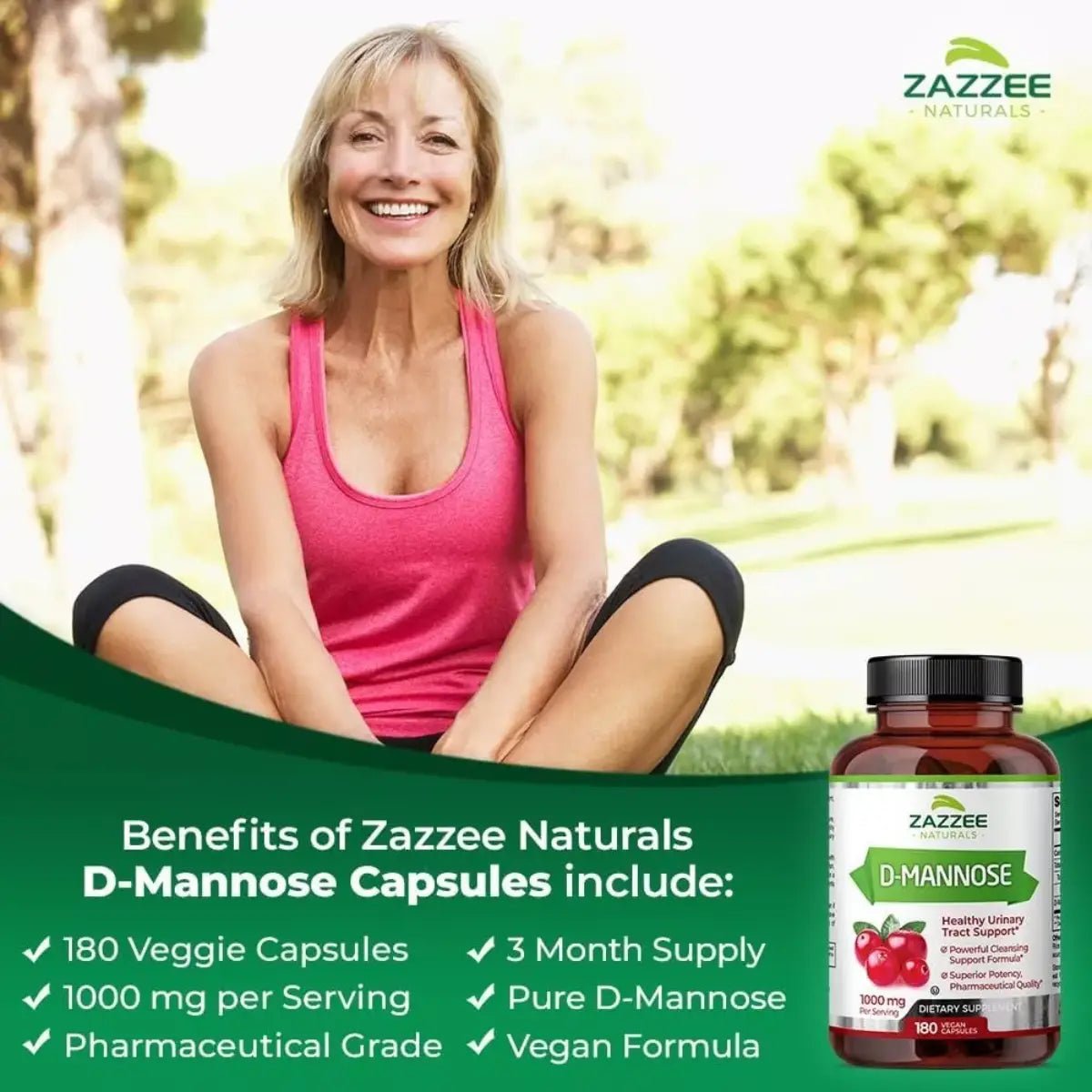 Zazzee Naturals D - Mannose 1000 Mg 180 Cápsulas - Hi Vitamins