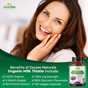 ZAZZEE NATURALS MILK THISTLE 120 CAPSULES