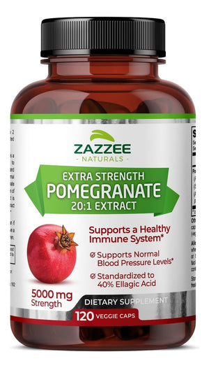 ZAZZEE NATURALS • EXTRA STRENGTH POMEGRANATE 5000MG 120 CAPSULES