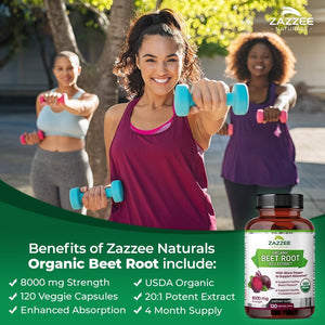 ZAZZEE NATURALS BEET ROOT 8000 MG 120 CÁPSULAS