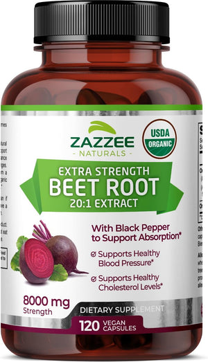 ZAZZEE NATURALS BEET ROOT 8000 MG 120 CÁPSULAS