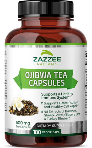 ZAZZEE NATURALS • OJIBWA TEA 500 MG 180 CAPSULES