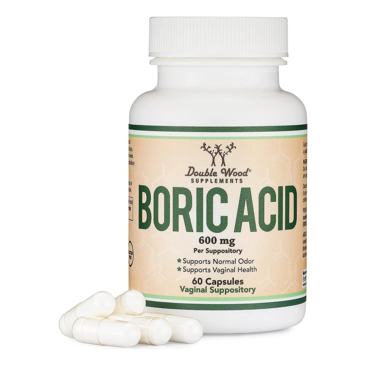 DOUBLE WOOD BORIC ACID 600 MG BORIC ACID 60 CAPSULES Hi Vitamins