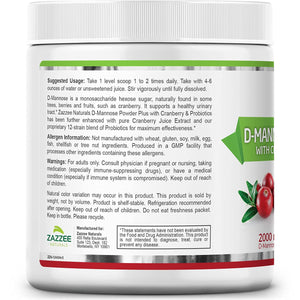 ZAZZEE NATURALS • D-MANNOSE POWDER PLUS 184 GRS 67 SERVINGS