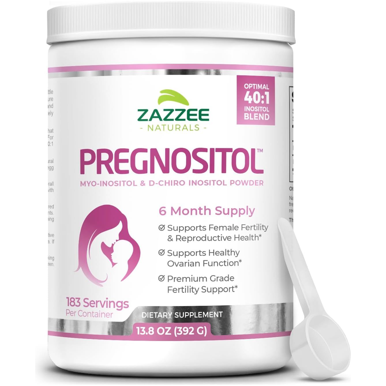Zazzee Naturals Pregnositol Myo Inositol & D - Chiro Inositol Powder 392 G - Hi Vitamins