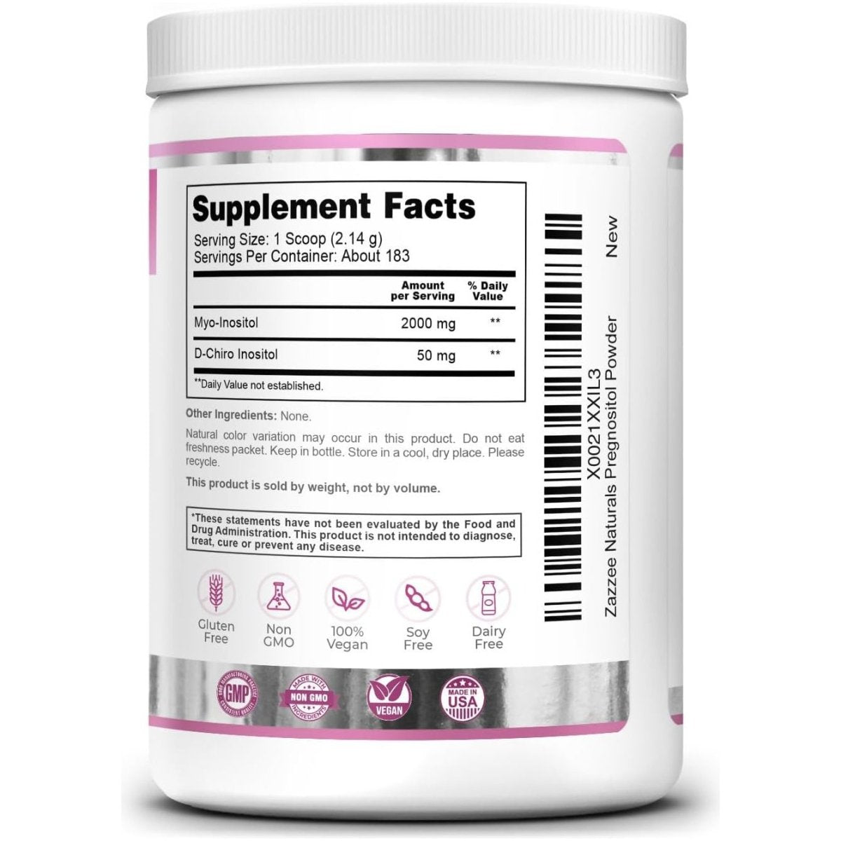 Zazzee Naturals Pregnositol Myo Inositol & D - Chiro Inositol Powder 392 G - Hi Vitamins