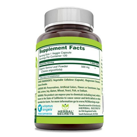 Herbal Secrets ® Senna 500 Mg 120 Cápsulas - Hi Vitamins