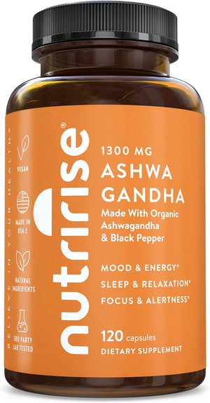 NUTRIRISE ASHWAGANDHA 1300 MG 120 CAPSULES