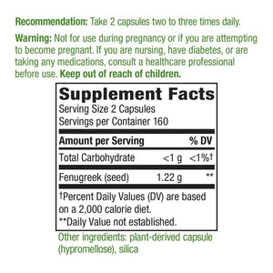 Nature's Way Fenugreek Seed 610 MG 320 Cápsulas