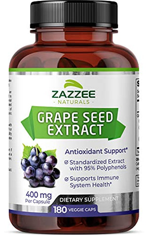 Zazzee Naturals Grape Seed Extract 400 mg 180 Cápsulas