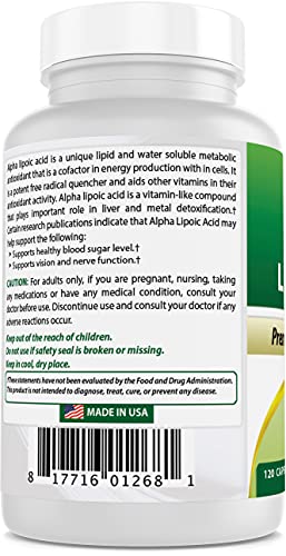 Best Naturals Alpha Lipoic Acid 600 mg 120 Cápsulas