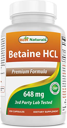 Best Naturals Betaine HCL 648 mg 250 Cápsulas