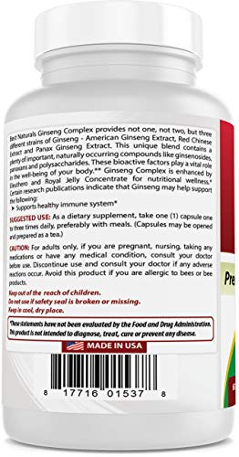 Best Naturals Ginseng Complex 1000 mg 60 Cápsulas