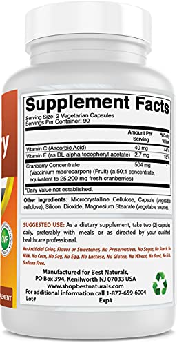 Best Naturals Cranberry Concentrate 180 Cápsulas 12600 mg