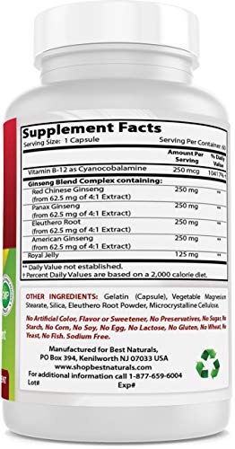 Best Naturals Ginseng Complex 1000 mg 60 Cápsulas