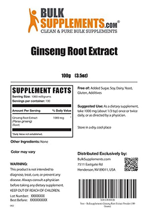 BulkSupplements.com Ginseng Root Extract Powder 100 grs