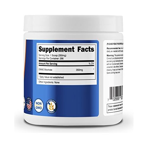 Nutricost ® Dmae Bitartrate Powder Unflavored 350 Mg 100 Grs - Hi Vitamins