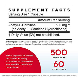 Jarrow Formulas Acetyl L-Carnitine 500 mg 60 Cápsulas