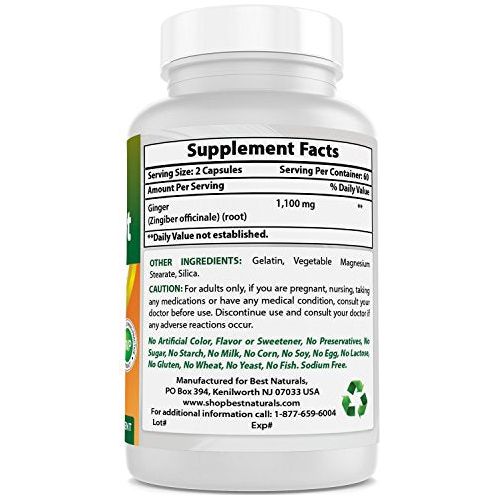 Best Naturals Ginger Root 550 mg 120 Cápsulas