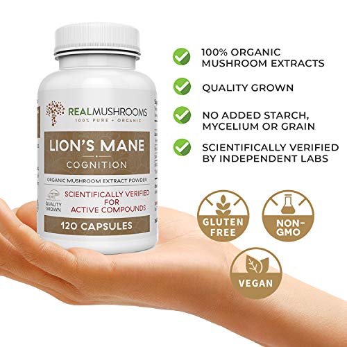 REAL MUSHROOMS™ LION'S MANE COGNITION 500 MG 120 CAPSULES - Hi Vitamins